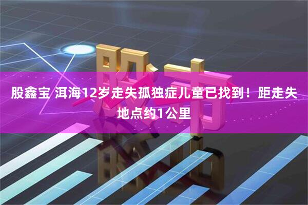 股鑫宝 洱海12岁走失孤独症儿童已找到！距走失地点约1公里