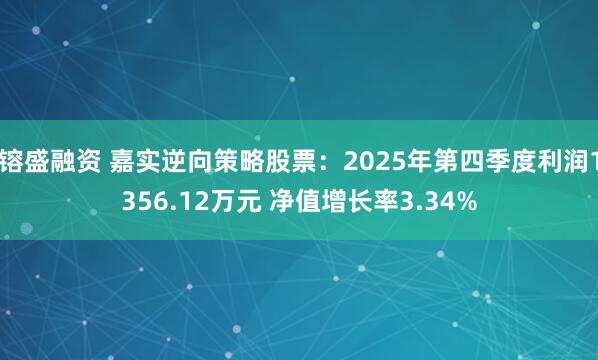 镕盛融资 嘉实逆向策略股票：2025年第四季度利润1356.12万元 净值增长率3.34%